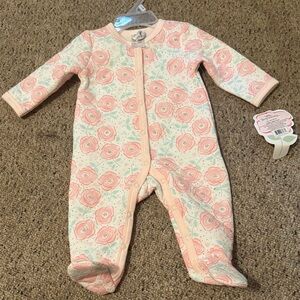 Charming Pink Floral Baby Footie